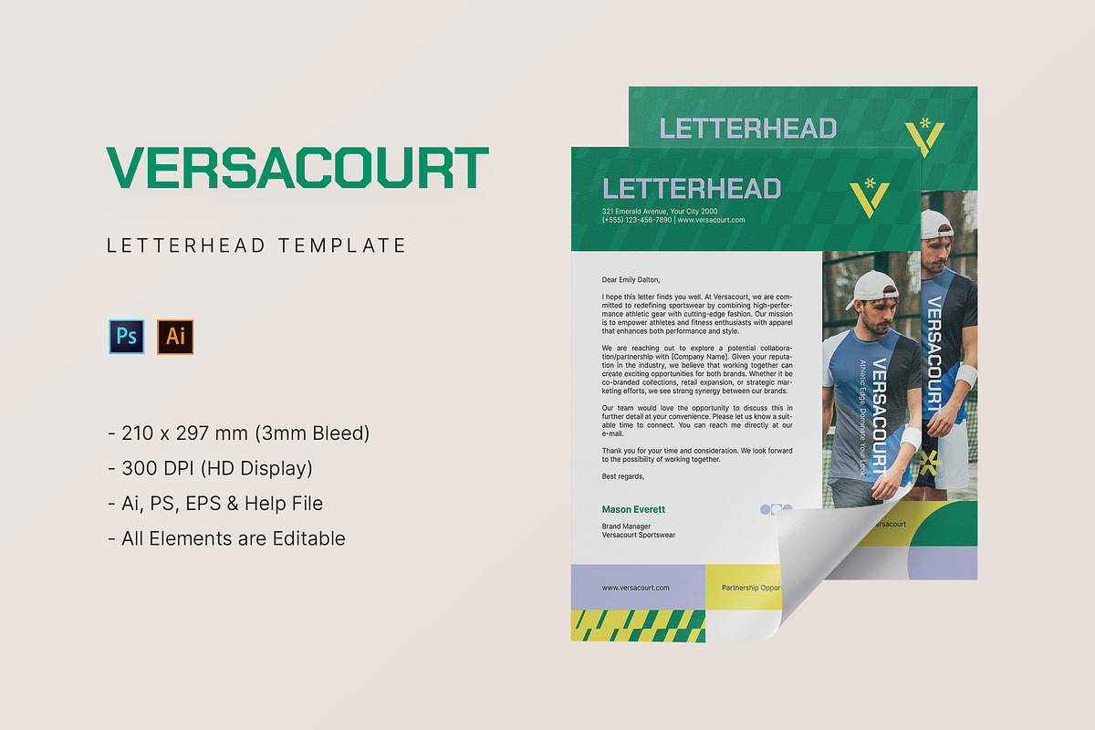 Vescacourt - Letterhead Template, a Print Template by StreaksideStd (Photo 1 of 3)