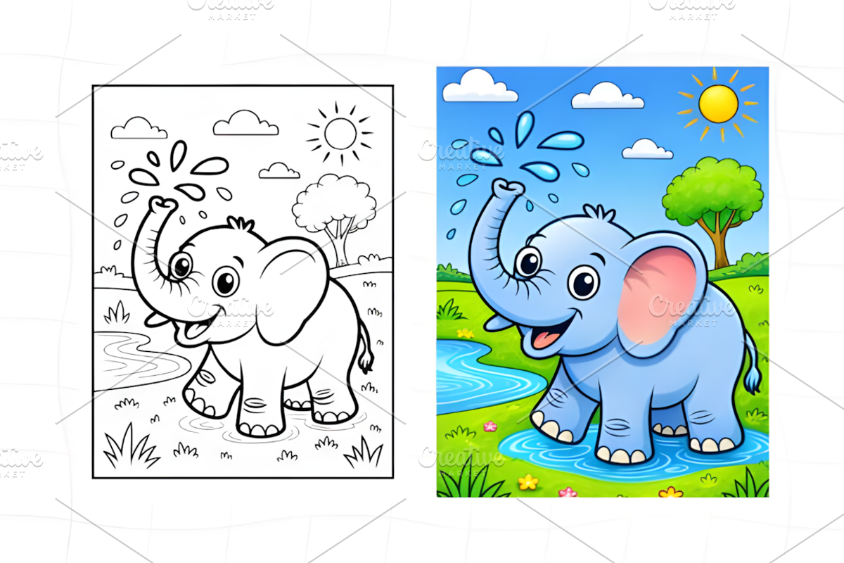 Cute Jungle Animals Coloring Book, an Animal Illustration by Ink Gallery (Photo 6 of 8)