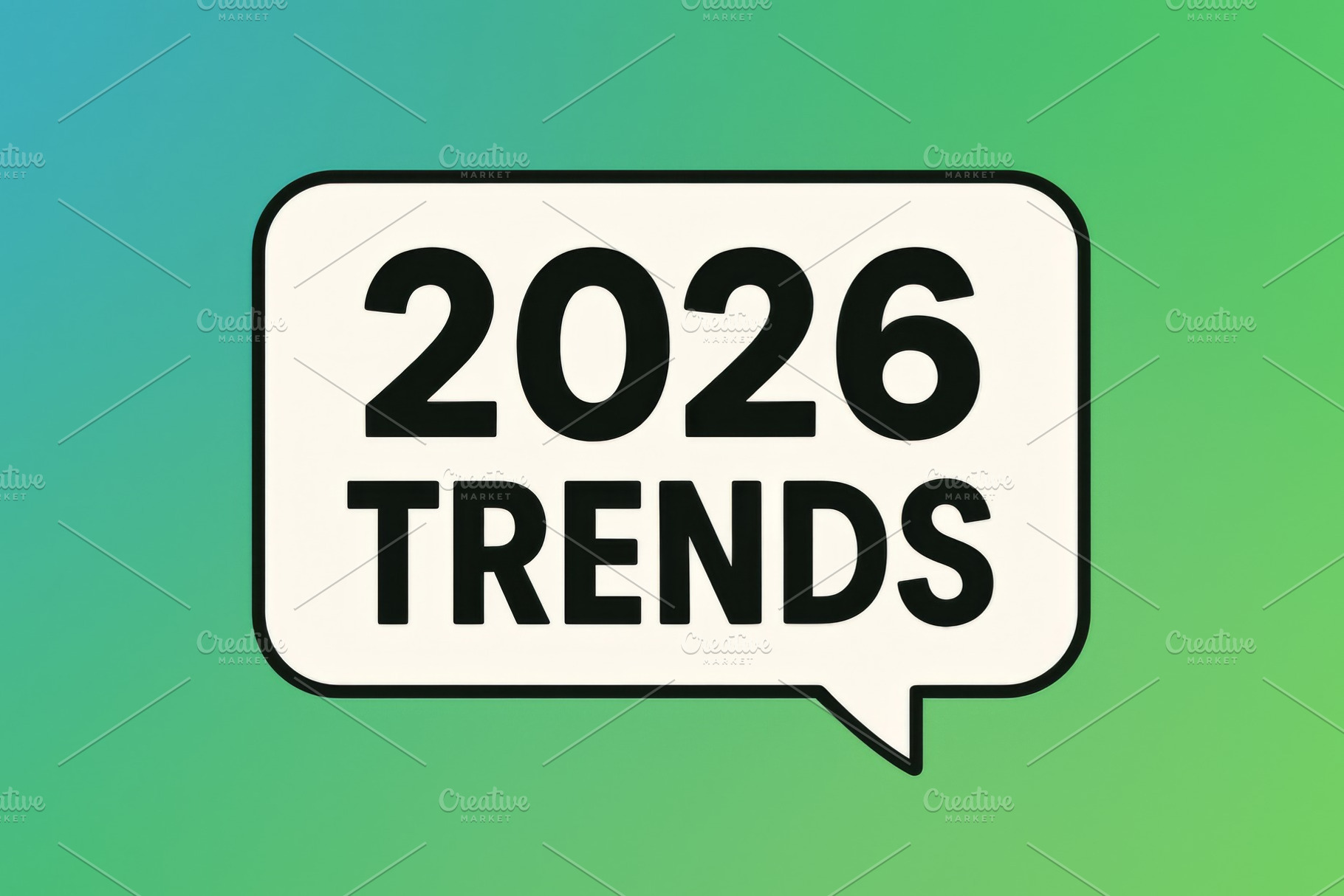 2026 trends in white speech bubble o, a Photo by Dvoevnore photos