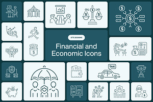 475 Financial and Economic Icons, an Outline Icon by Prosymbols