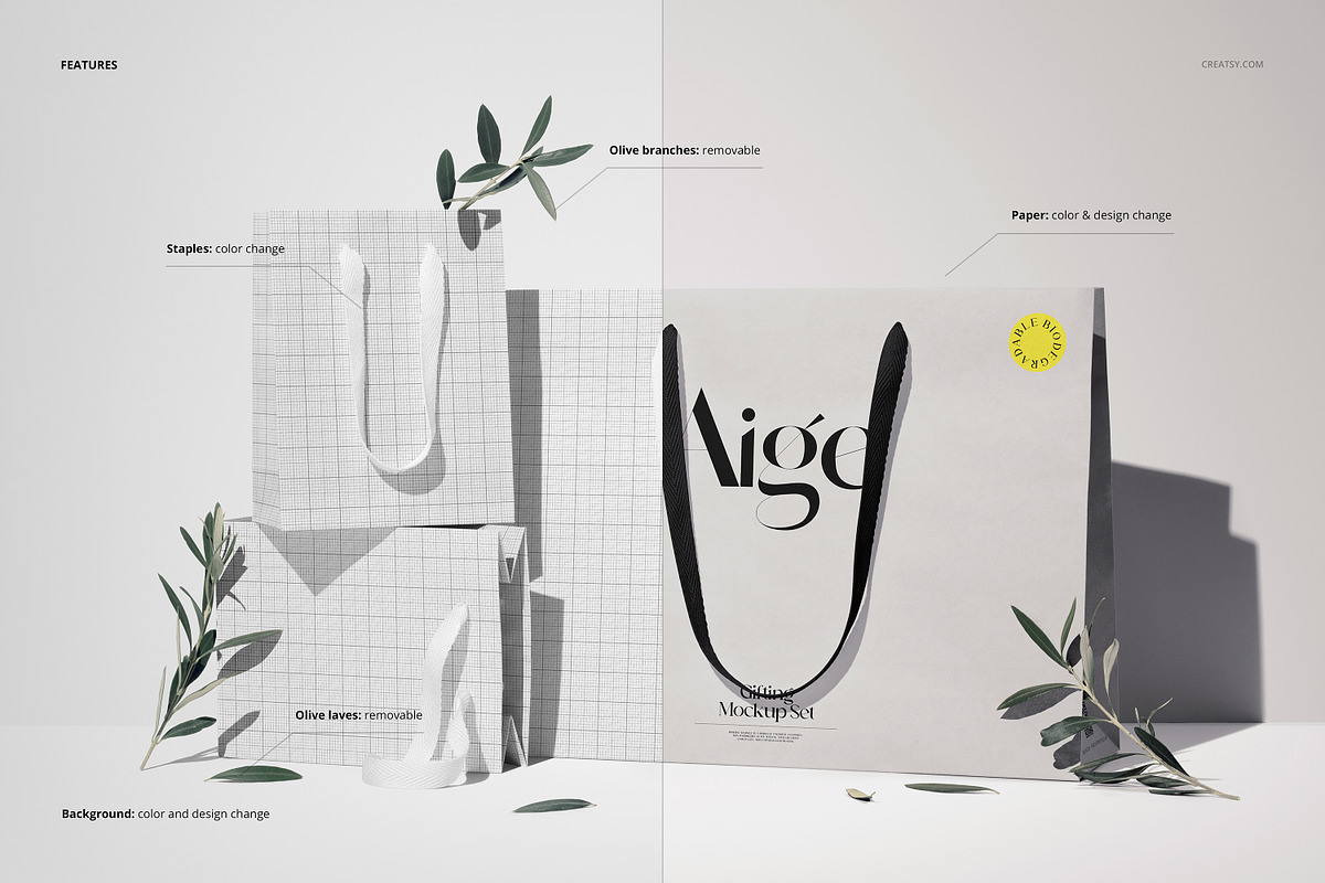 Cotton Handle Paper Gift Bag Mockup, a Packaging Mockup by creatsy5 (Photo 3 of 14)