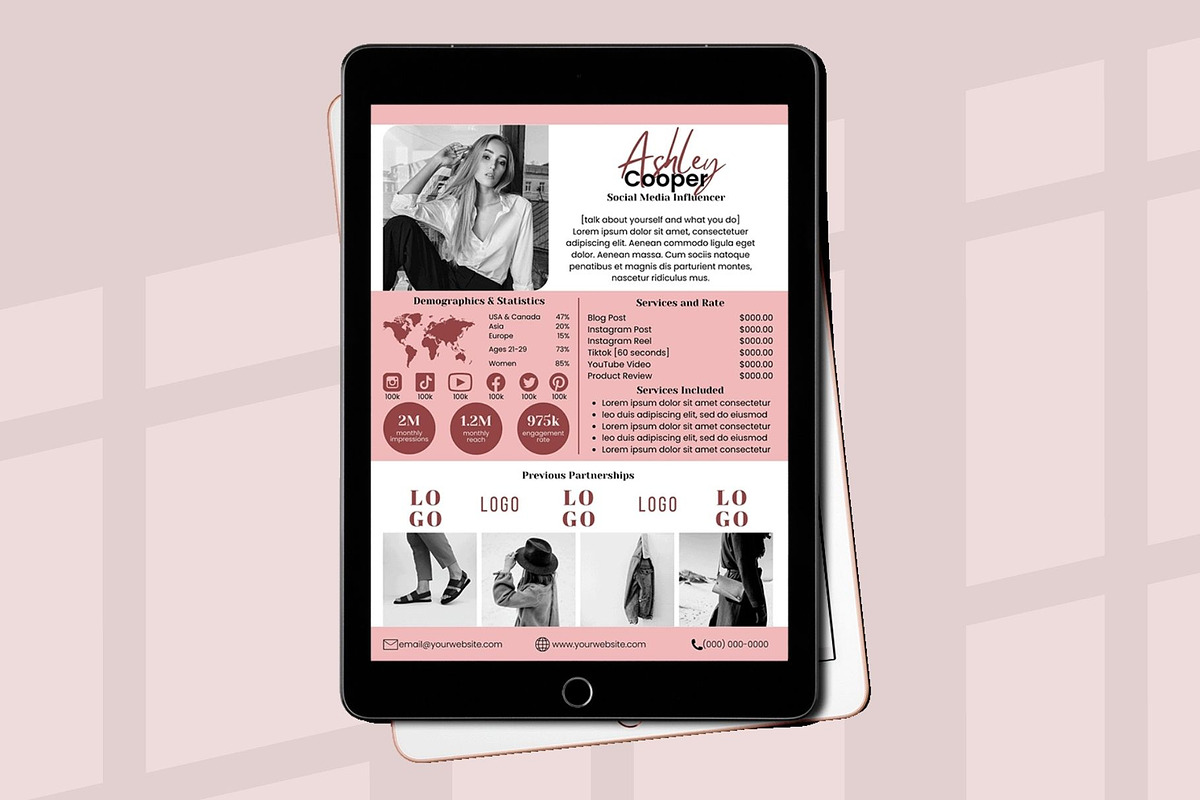 One Page Media Kit in Pink preview 2