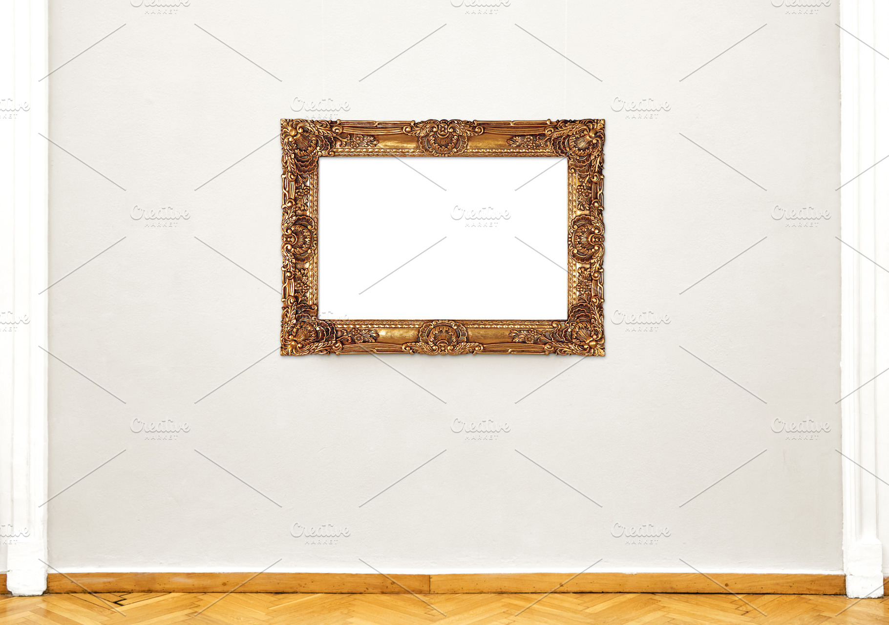 Golden empty painting frame on wall, an Arts & Entertainment Photo by BOOCYS