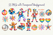 Groovy Disco Christmas, a Seasonal Illustration by Anna Design Studio (Thumbnail 2 of 12)