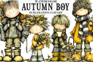 Whimsical Autumn Boy PNG Clipart, a Person Illustration by Designking