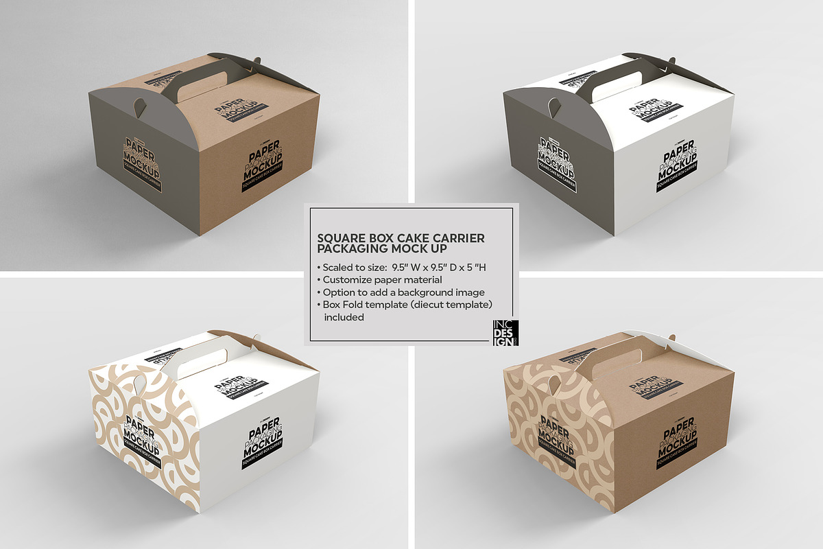 Square Cake Carrier Packaging Mockup, a Packaging Mockup by INCDesign (Photo 3 of 4)
