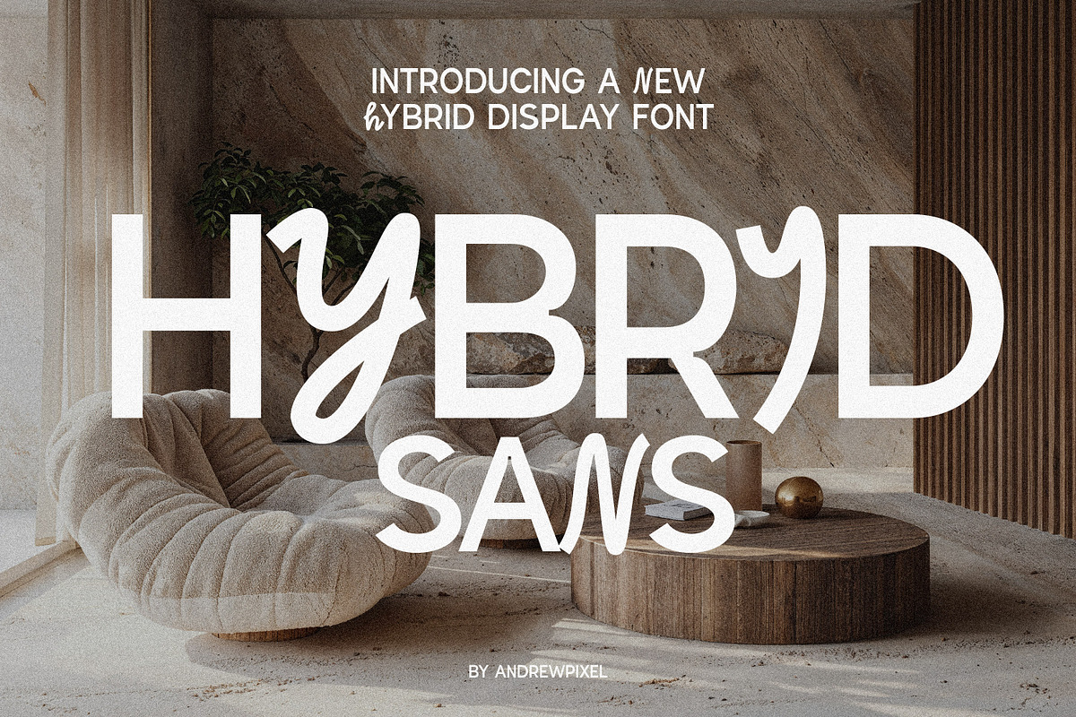 Hybrid Sans - Sans & Script Mix, a Sans Serif Font by AndrewPixelType (Photo 1 of 10)