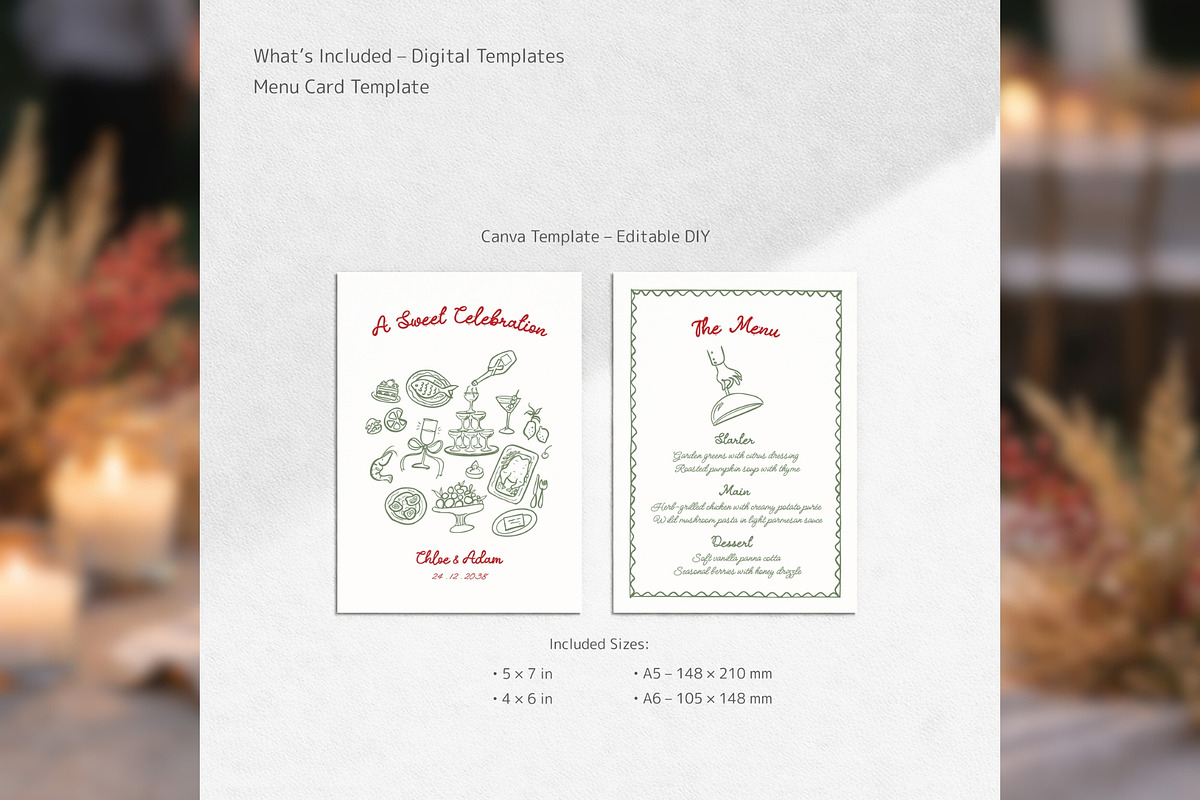 Wedding Menu Canva Template bd003, a Card Template by TyphoonStudio (Photo 2 of 8)