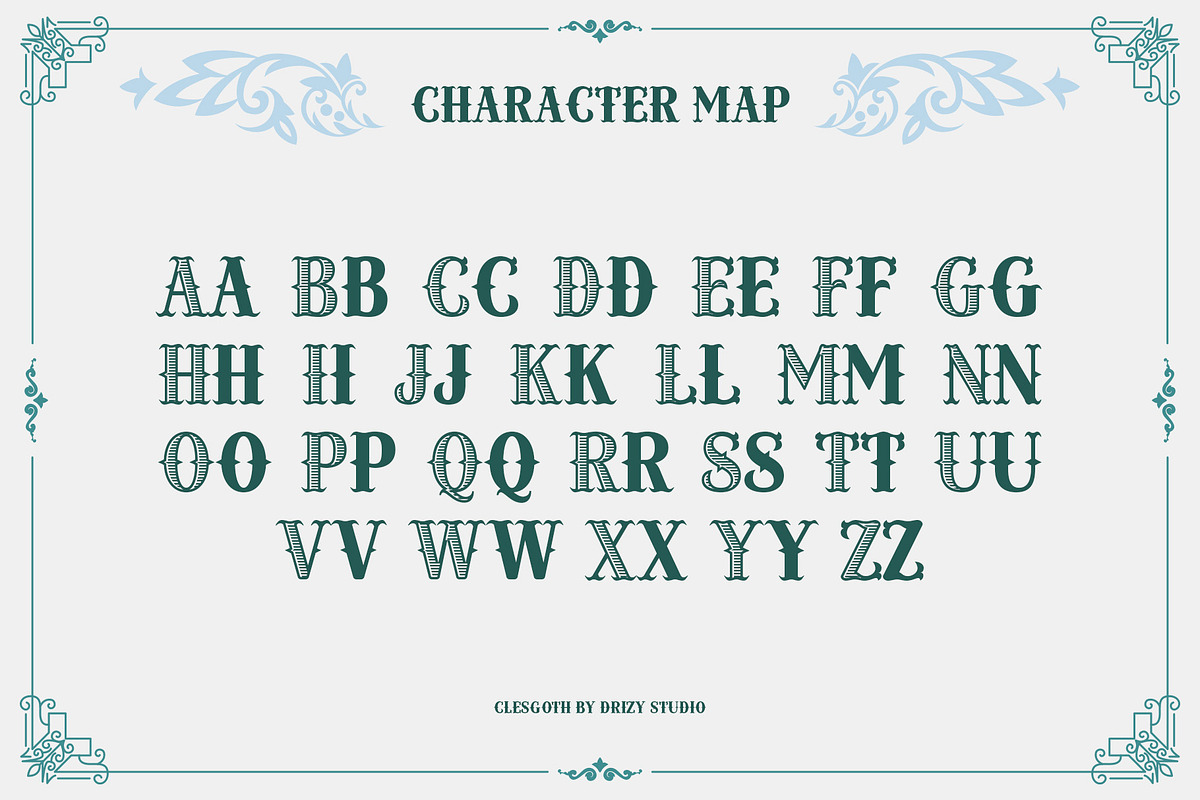 Clesgoth - Serif Engraved Font, a Serif Font by Drizy (Photo 3 of 10)