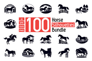 Horse Silhouettes Bundle, an Illustration by Creative_View