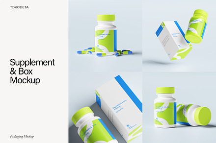 Supplement & Box Mockup, a Packaging Mockup by Tokobeta