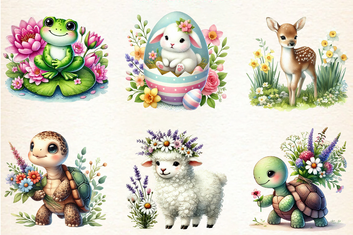 WAtercolor Spring Animals Clipart, a Seasonal Illustration by DreamArtGraphic (Photo 2 of 4)