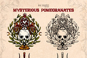 Mysterious Pomegranates Vintage Set, a Decorative Illustration by Ink Stories (Thumbnail 5 of 13)