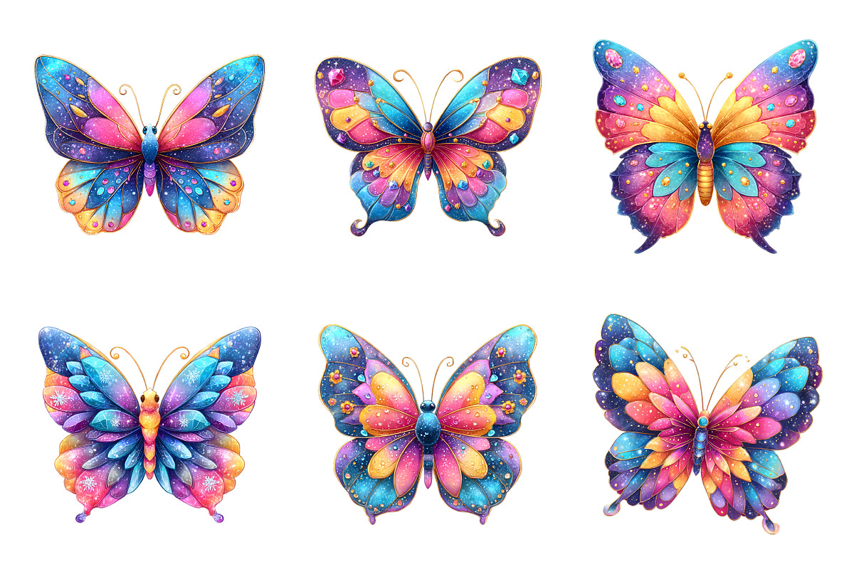 Glitter butterfly sublimation clipar, an Illustration by SinaCreation (Photo 2 of 8)
