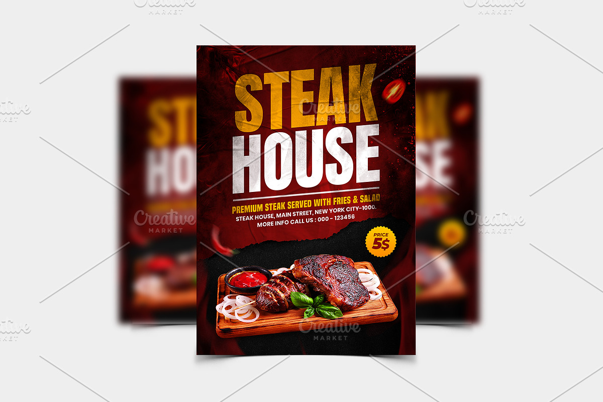 Steak BBQ Flyer Template, a Flyer Template by Yunus Ahmad (Photo 3 of 3)