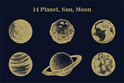 Hand drawn Space - Star Moon Sun, an Illustration by Artolabs (Thumbnail 2 of 14)