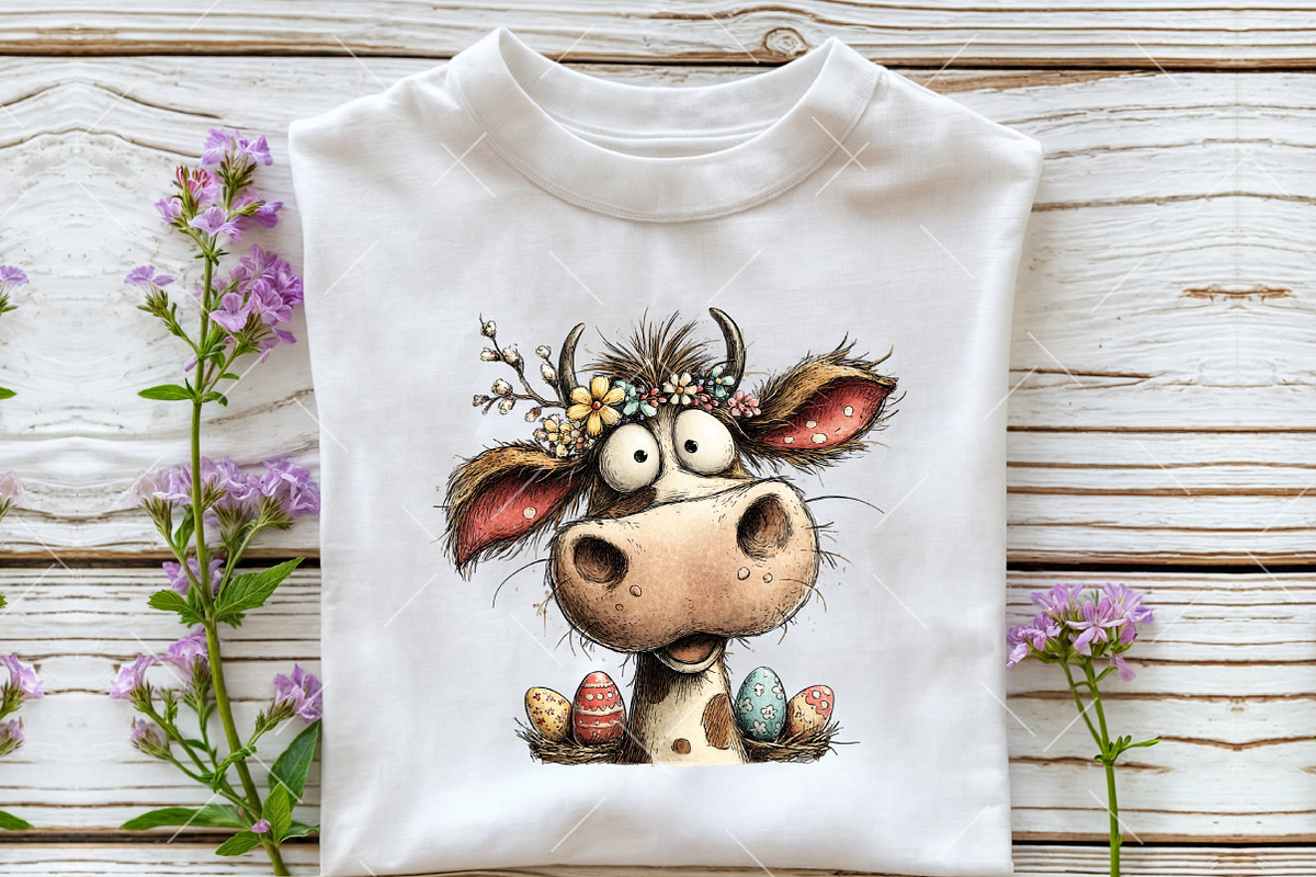 Whimsical Easter Cow Clipart, an Illustration by OK Design (Photo 5 of 6)
