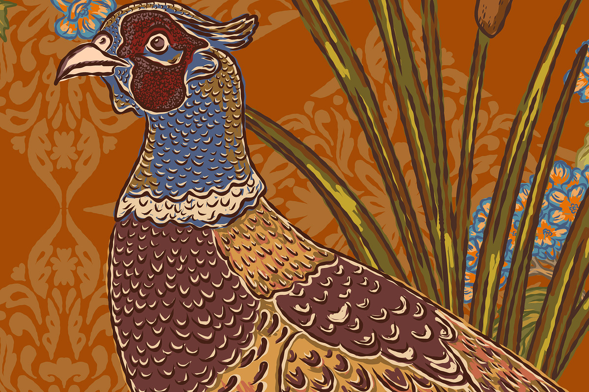 Pheasant, Hydrangea, Borzoi, a Pattern Graphic by NayaChu (Photo 5 of 9)