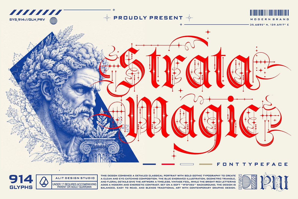 Strata magic Typeface, a Blackletter Font by alit design (Photo 1 of 17)