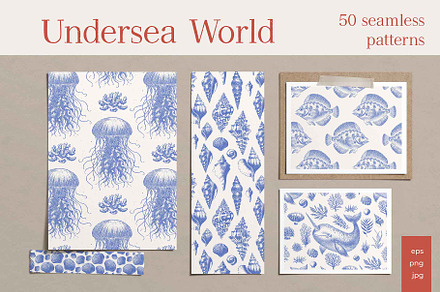 Undersea world seamless patterns