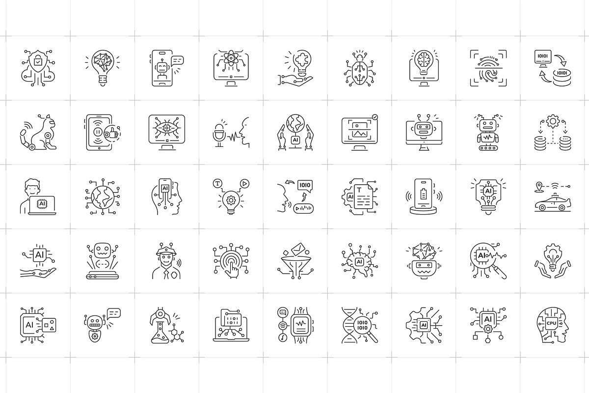 Artificial Intelligence Icon Set, an Outline Icon by Prosymbols (Photo 4 of 5)
