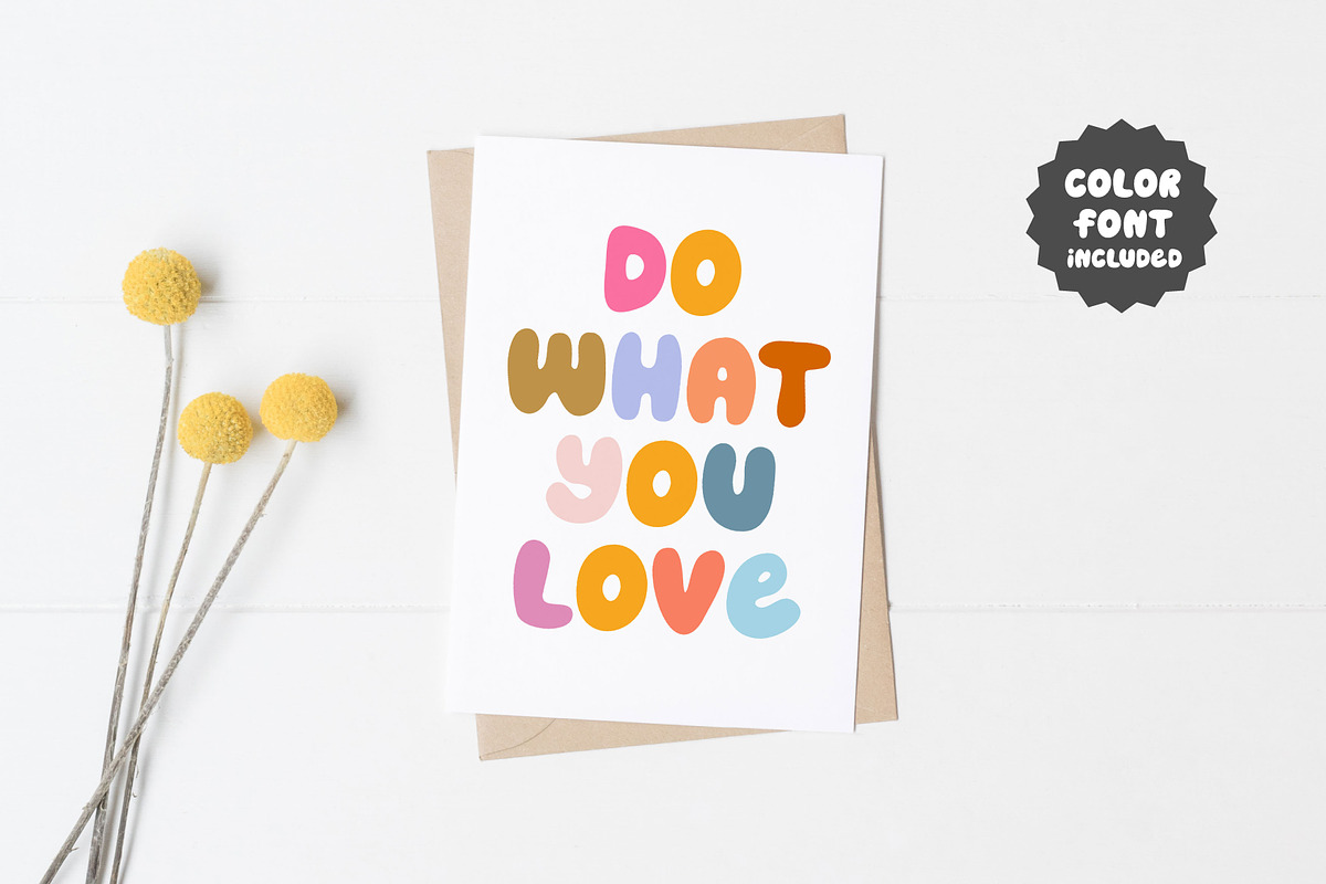 Flowering | Bubbly font, a Sans Serif Font by JuliaVolkova (Photo 8 of 8)