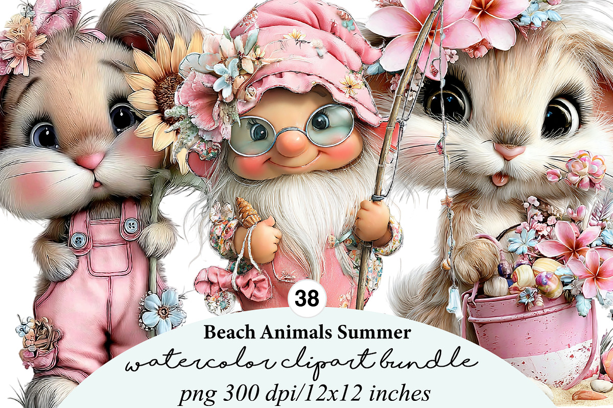Beach Animals Summer Clipart, an Illustration by Digital Artistic99 (Photo 1 of 11)