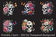 Skull floral sublimation clipart bun, an Illustration by RobertsArt (Thumbnail 4 of 4)