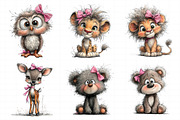 Animals with Pink Bow Clipart PNG, an Illustration by Daily.Designs (Thumbnail 5 of 7)