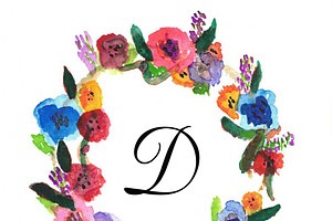 Floral Wreath Watercolor Printable, a Stationery Template by SaigeTJDesign