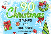 90 Procreate Christmas Stamps Set, a Brush Add-On by LiuBi Art (Thumbnail 1 of 6)