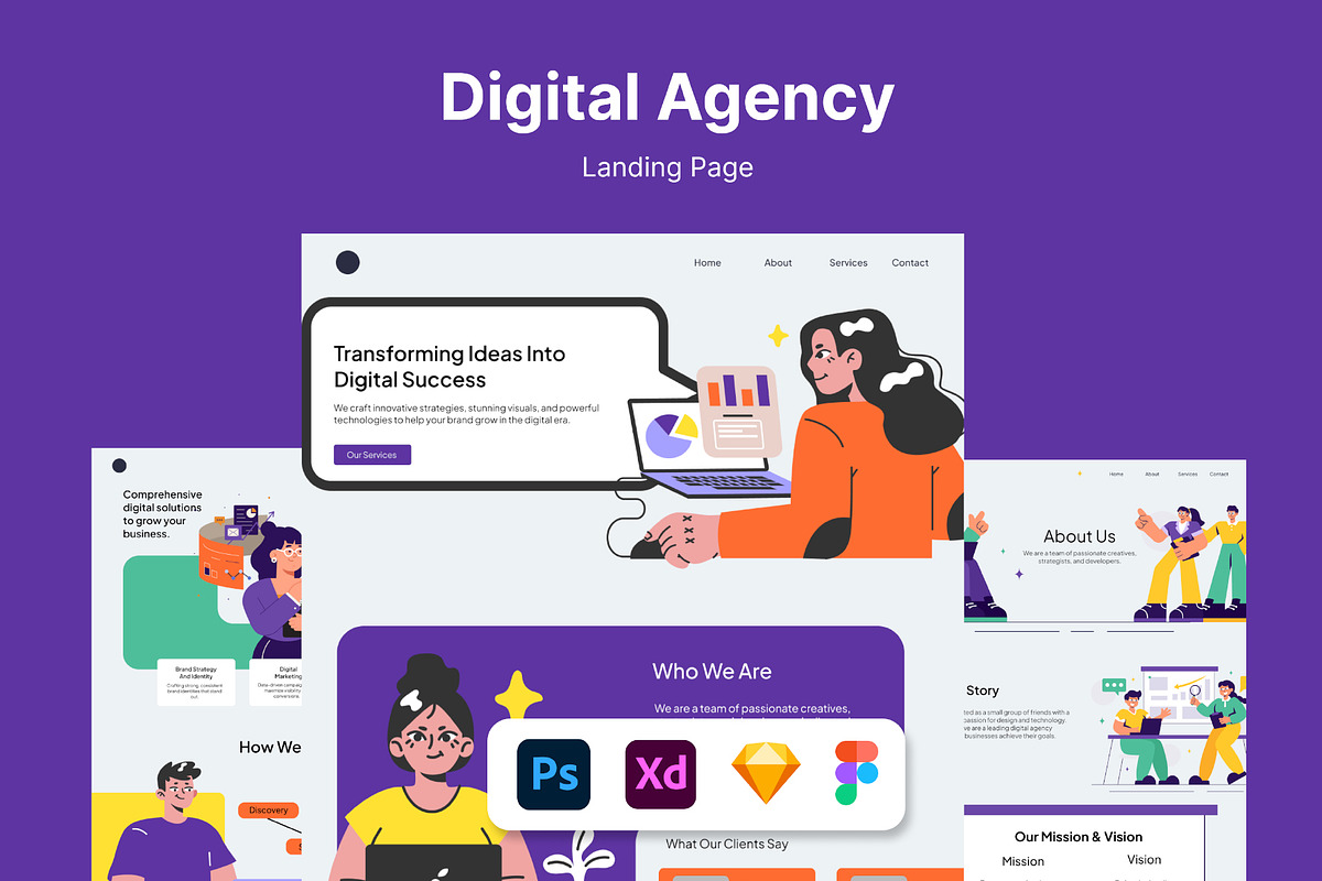 Digital Agency Website Template, a Landing Page Template by Glyphminds Studios (Photo 1 of 3)