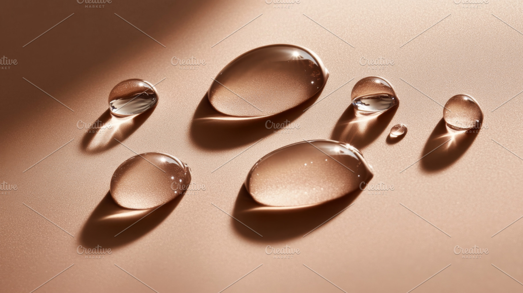 Water Droplets on a Smooth Beige Surface, an Abstract Photo by Natalia Klenova's Shop