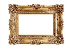 Ornate gold picture frame empty artw, a Photo by Pixeness Studio