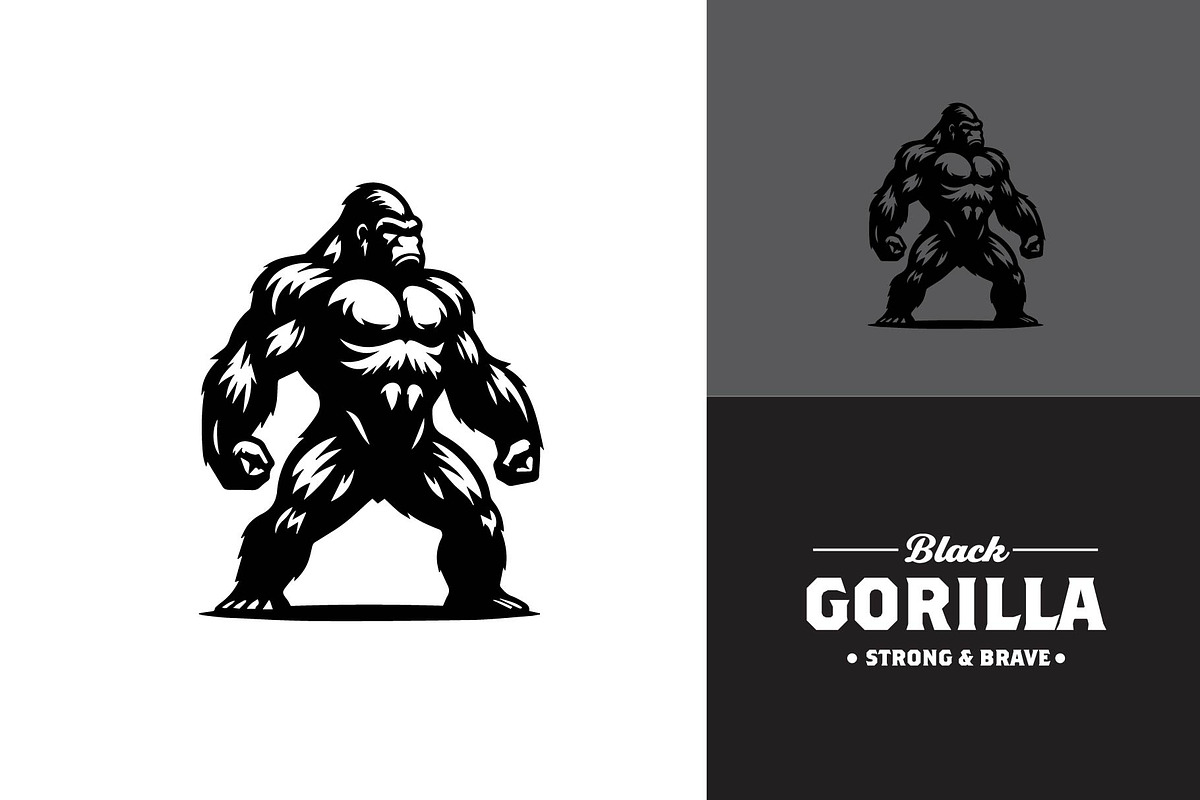 Strong Black Gorilla Logo Design, a Branding & Logo Template by funpixel