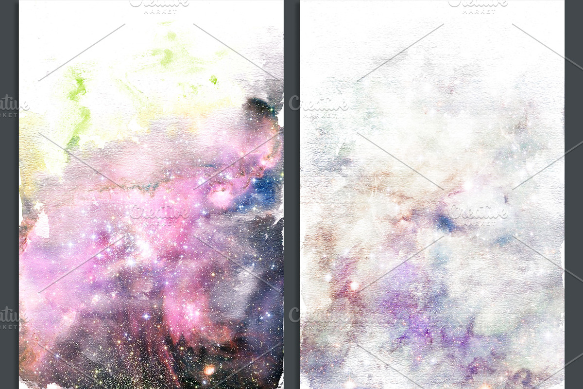 Galaxy Watercolor Ombre Backgrounds, a Texture Graphic by M. by mprintly (Photo 2 of 6)