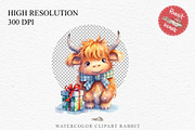 Christmas Baby Highland Cow Clipart, a Seasonal Illustration by Rabbit Heart (Thumbnail 2 of 10)