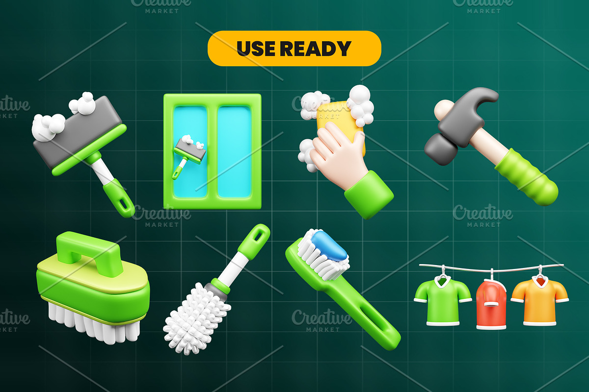 CLEANING and HOUSEKEEPING 3d  Pack, an Object 3D Model by Ui Stock (Photo 4 of 6)