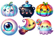 Kawaii Iridescent Halloween Clipart, an Illustration by Pixels.Craft (Thumbnail 2 of 7)