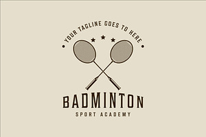 racket of badminton logo line art, a Branding & Logo Template by zyxroun shop