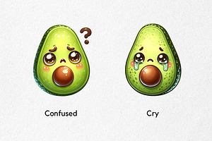 Cute Avocado Face Expressions