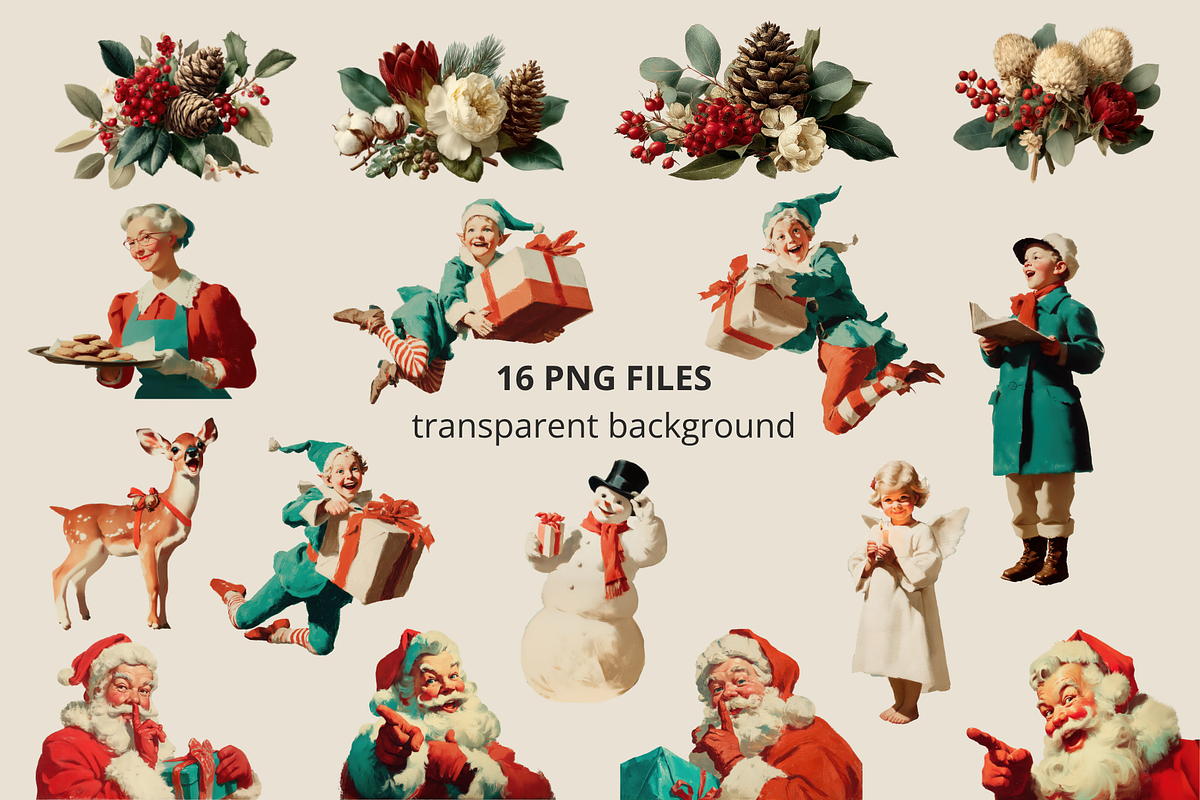 VINTAGE CHRISTMAS CLIPART COLLECTION, a Seasonal Illustration by Some Little Things (Photo 2 of 8)