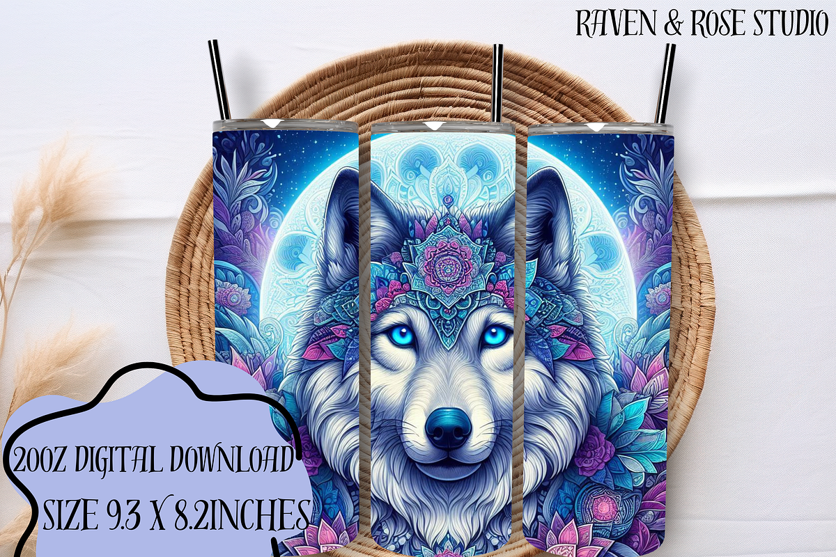 Mandala Wolf 20oz - Pack of 6, an Animal Illustration by Raven&RoseStudio (Photo 5 of 7)