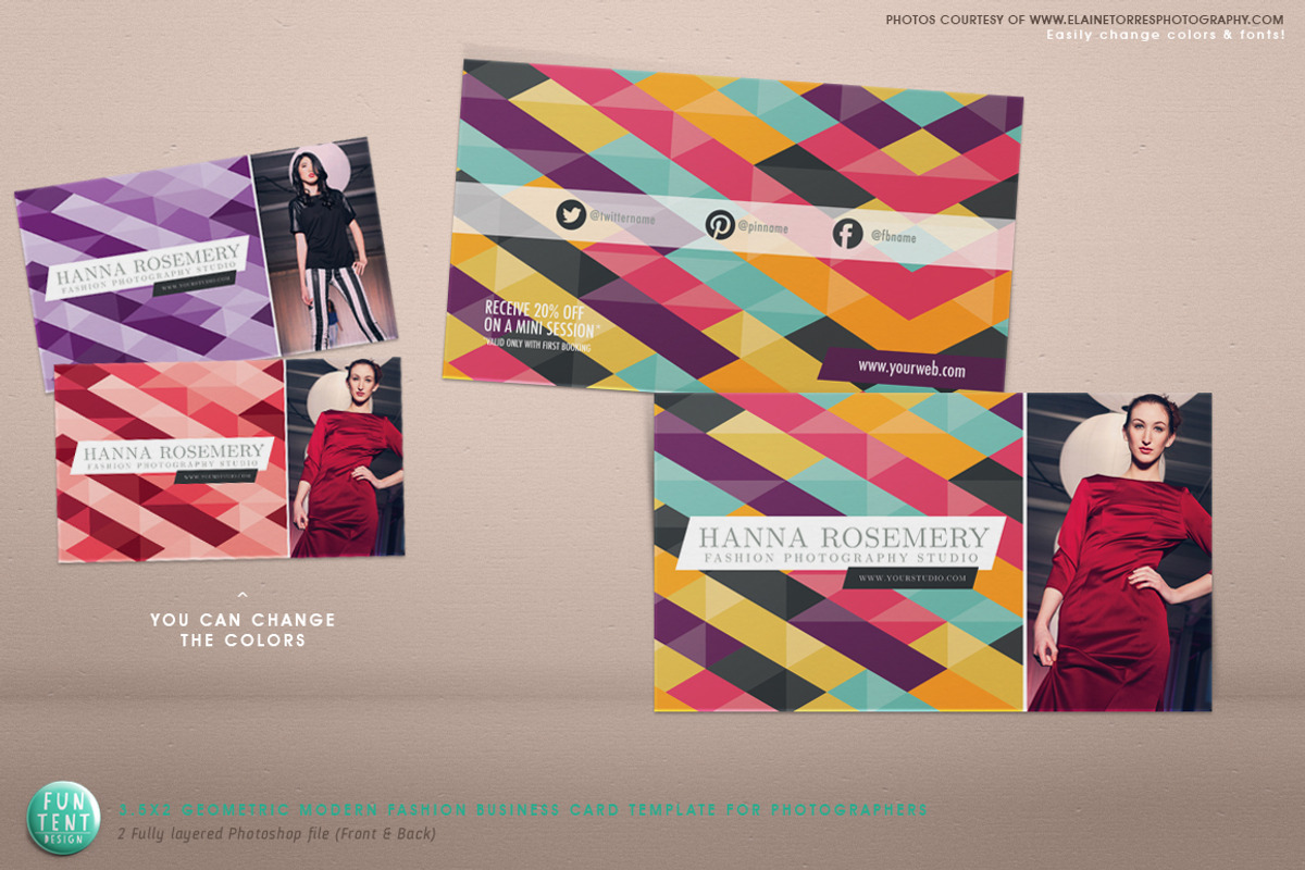 Business Card 3.5x2 Geometric modern, a Business Card Template by FUN TENT DESIGN