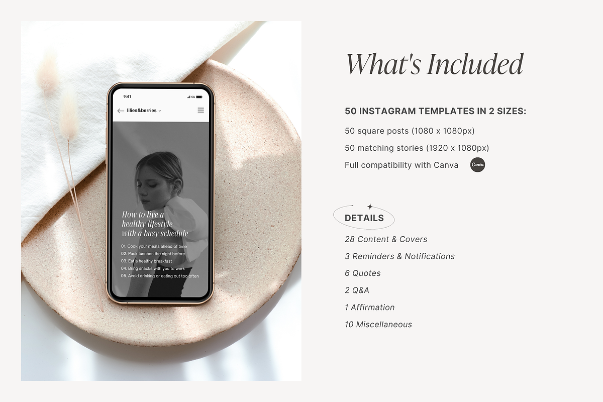 Health & Wellness Instagram Template, a Social Media Template by LiliesandBerries (Photo 3 of 21)