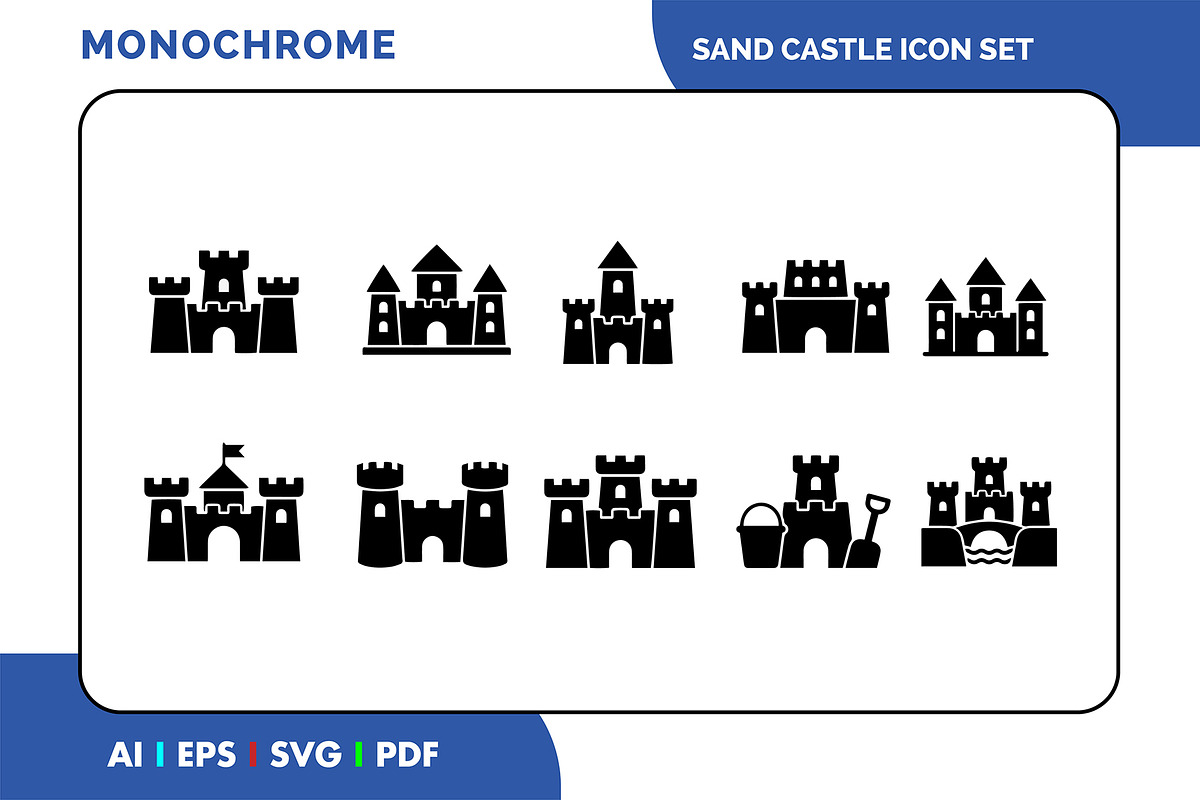 Sand Castle Icon Set Simple Black, a Solid Icon by Fontmine Studio (Photo 1 of 3)