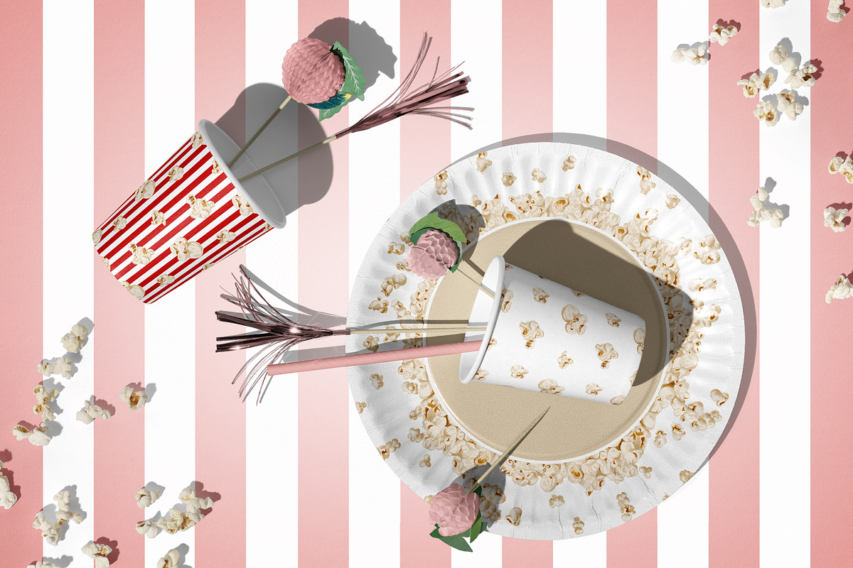 Popcorn watercolor clipart, a Food Illustration by Alena Sid (Photo 5 of 13)