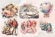 15Watercolor Wedding Clipart PNG Set, an Illustration by Jalina Clipart Studio (Thumbnail 2 of 7)