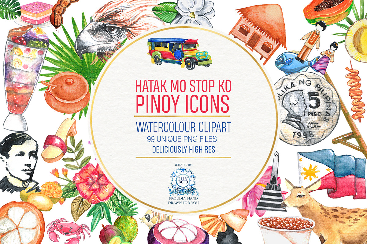 99 PHILIPPINE ICONS! Watercolor PNG, an Illustration by LilyBoo Clipart (Photo 1 of 6)