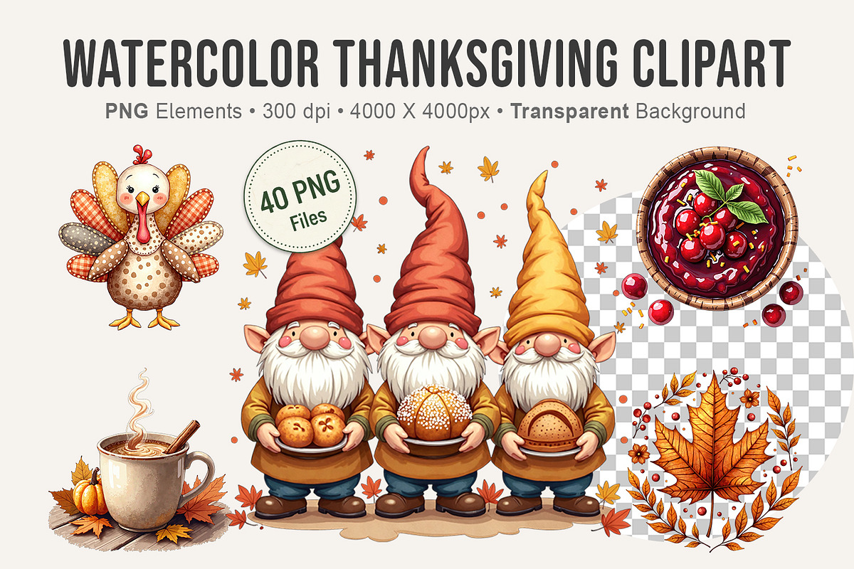 Watercolor Thanksgiving Clipart, an Illustration by Artnoy (Photo 1 of 8)